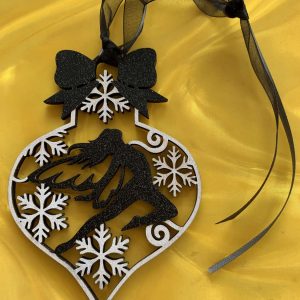 Hand Crafted B&W Christmas Fairy Bauble