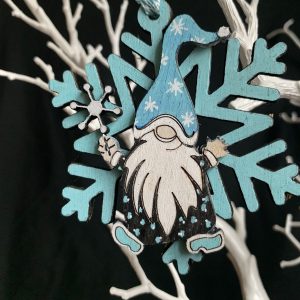 Hand Painted Gnome/Gonk Bauble 8cm Snowflake