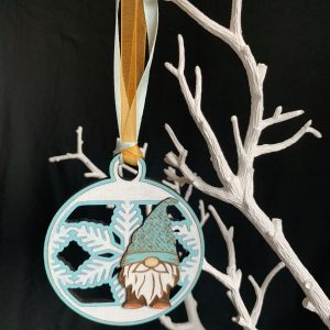 Hand painted Wooden Gnome/Gonk Bauble 8cm Snowflake