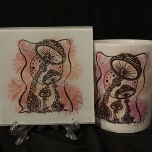 Toadstool Psychedelic Mushroom Mug & Glass Coaster