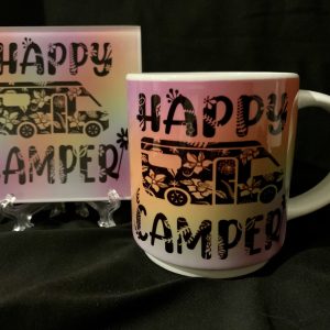 Happy Camper 10oz Mug & Glass Coaster – Campervan