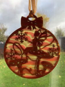 Hand painted Fairy & Toadstools Wall Hanging/Bauble 11cm 1 Hand painted Fairy & Toadstools Wall Hanging/Bauble 11cm