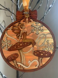 Hand painted Fairy & Toadstools Wall Hanging/Bauble 11cm 1 Hand painted Fairy & Toadstools Wall Hanging/Bauble 11cm