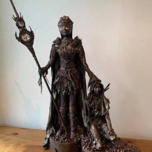 Elven Queen and Warrior Mixed media Sculpture SALE