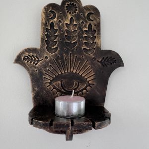 Hamsa Hand candle and crystal/pendant holder shelf