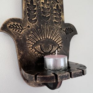 Hamsa Hand candle and crystal/pendant holder shelf